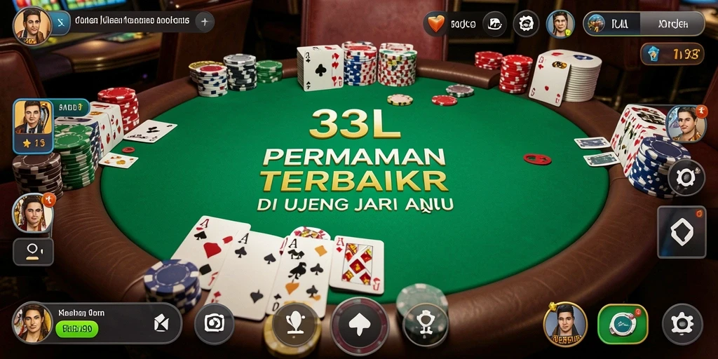 Screenshot 33L menunjukkan aksi seru permainan Poker yang mendebarkan.
