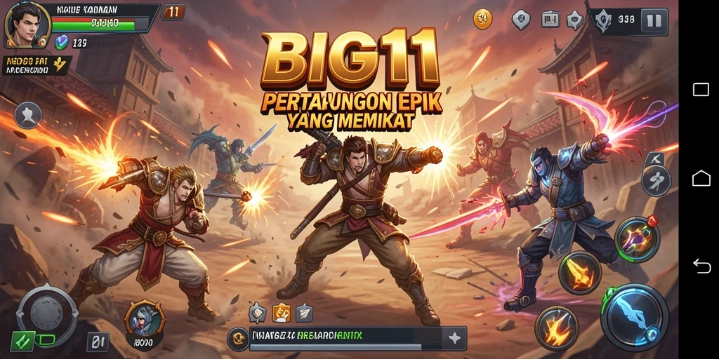 Screenshot utama gameplay BIG11 menampilkan aksi pertarungan yang seru dan mendebarkan.