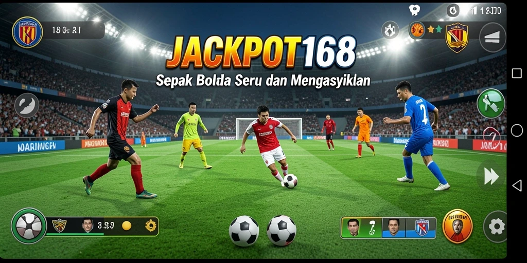 Tampilan gameplay yang menarik dari JACKPOT168, penuh aksi sepak bola.