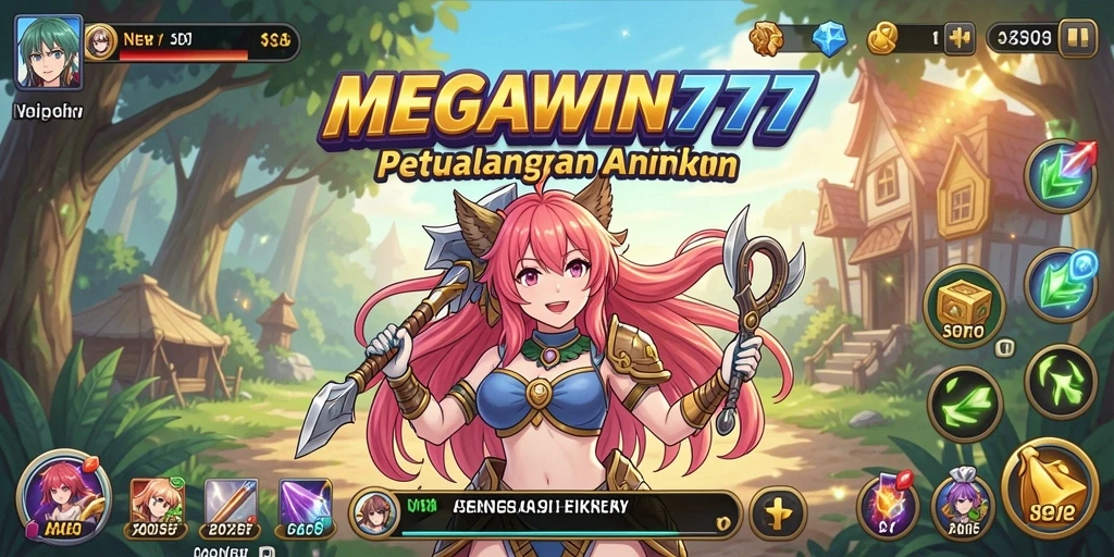 Tampilan gameplay MEGAWIN777 yang penuh aksi dan warna-warni.