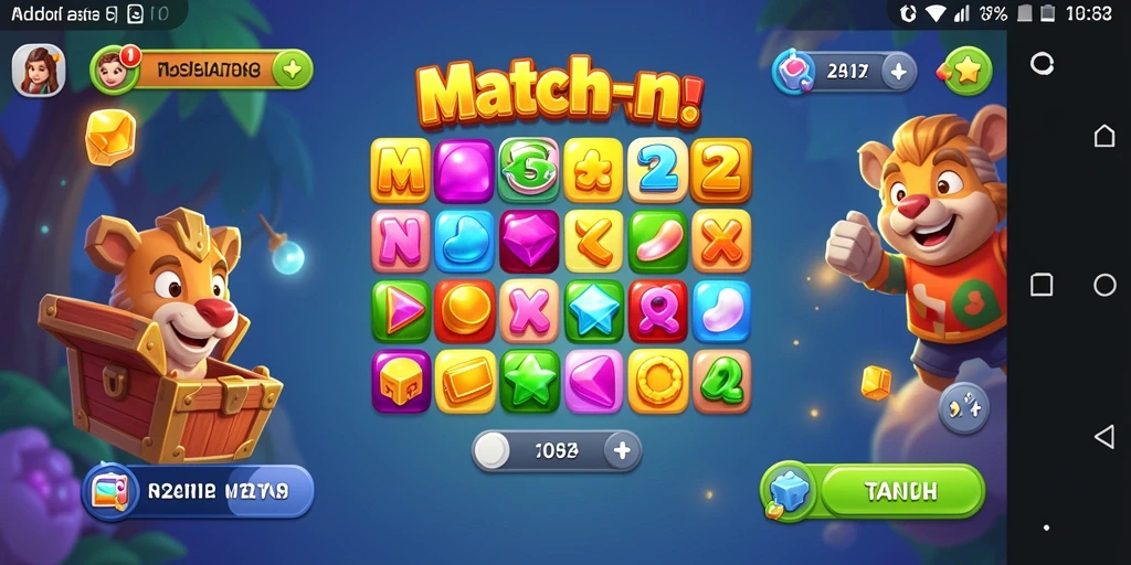 Screenshot gameplay N32 yang menunjukkan aksi Match-3 yang seru.