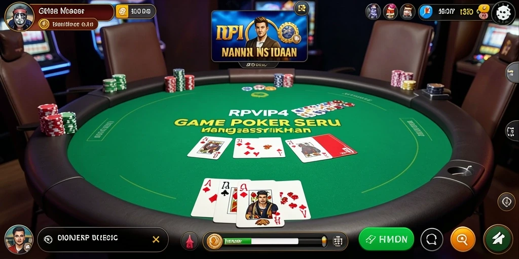 Screenshot gameplay RPVIP4 menunjukkan aksi poker yang mendebarkan.