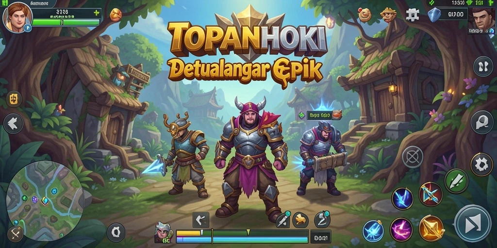 Screenshot gameplay TOPANHOKI menampilkan pertempuran seru di dunia RPG.