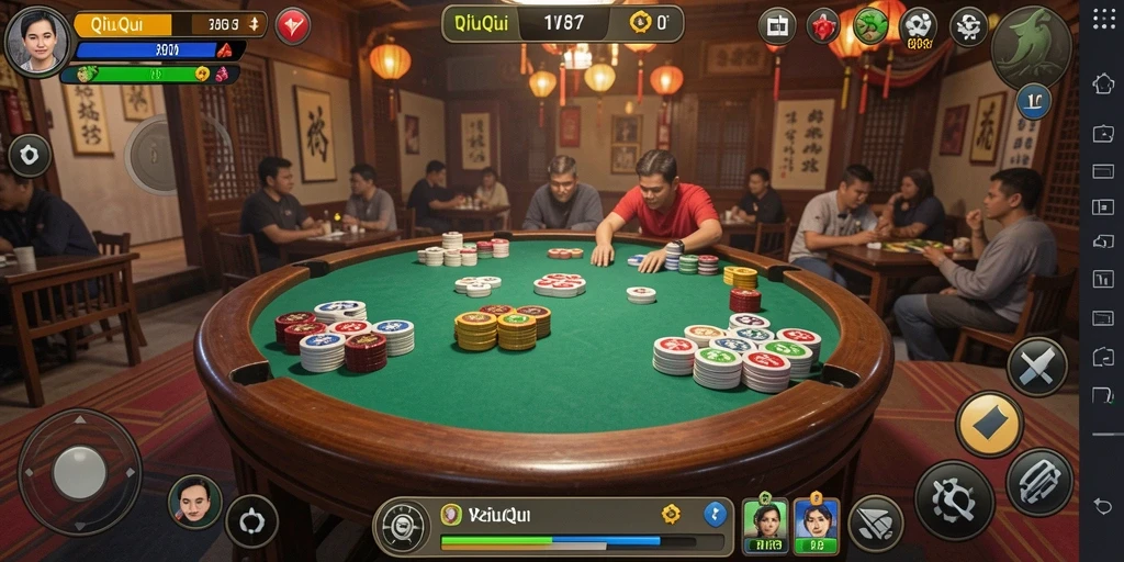 Tampilan gameplay QiuQiu yang seru dan menarik.